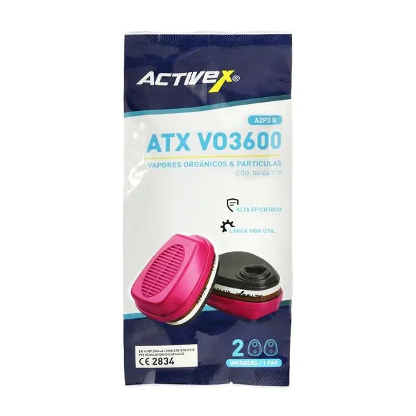 Filtro Activex ATX VO3600 Vapores Organicos y Polvos A2P3 R (Par)