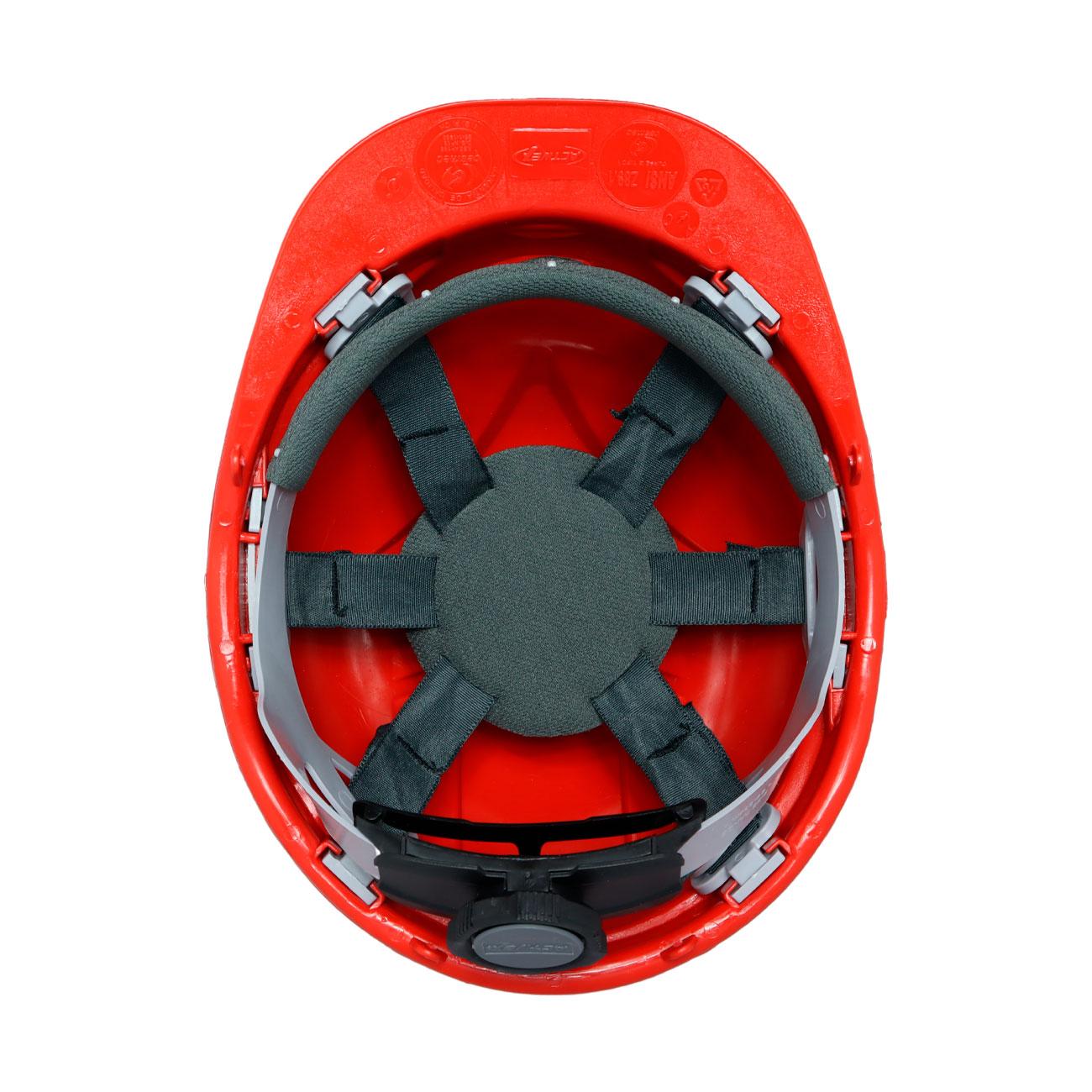 Casco I HDPE Rojo Arnés 6 Puntas Ratchet Porta Lámpara