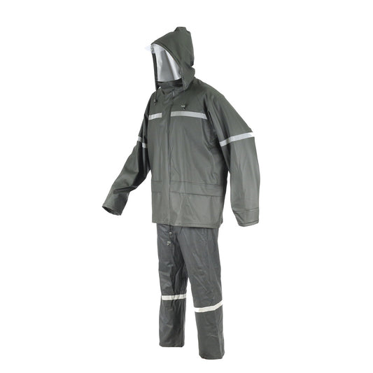 TRAJE PU/PVC ANTIACIDO - CINTA REFLECTANTE VERDE