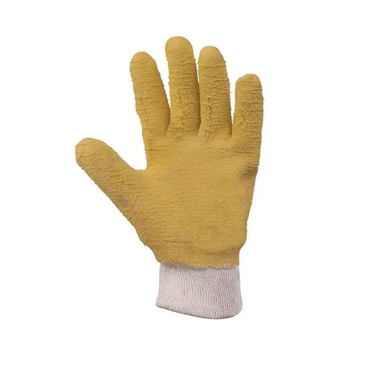Guante Latex Rugoso Amarillo puño Tejido