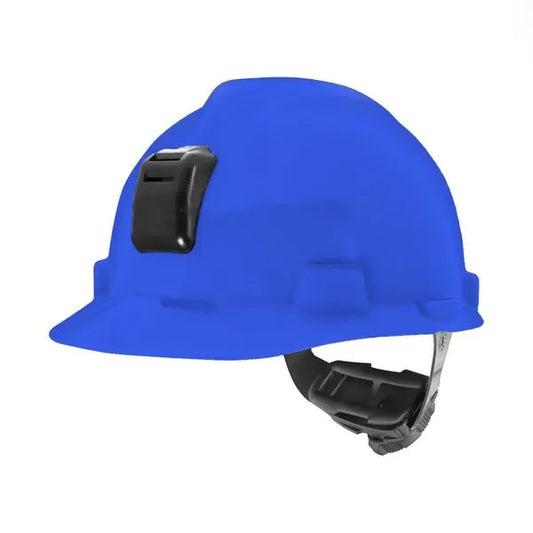 Casco MSA V-Gard Azul Porta Lámpara y Porta Cable