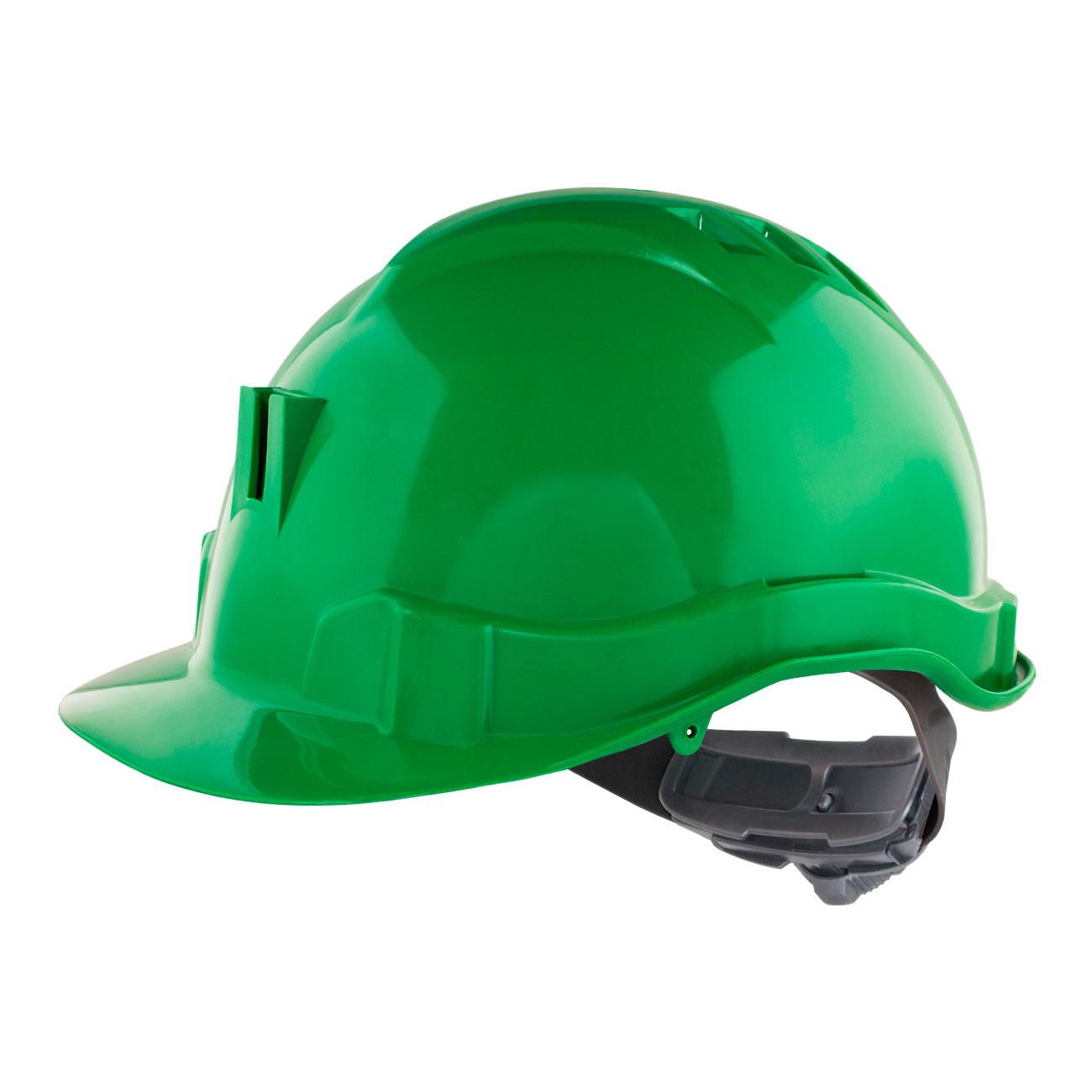 Casco I HDPE Verde Arnés 6 Puntas Ratchet Porta Lámpara