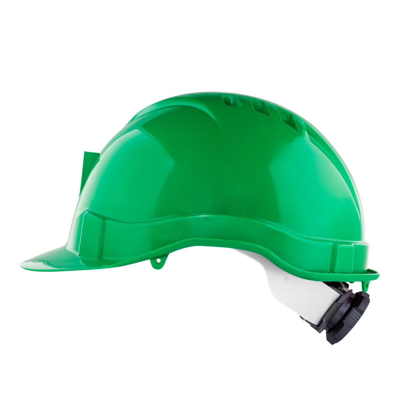 Casco I HDPE Verde Arnés 6 Puntas Ratchet Porta Lámpara