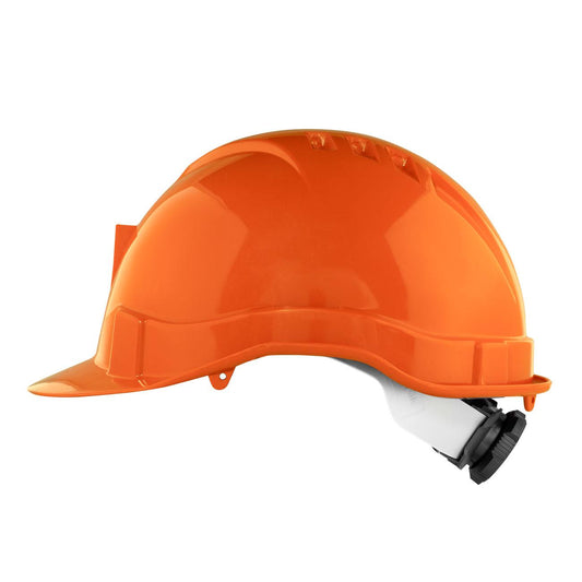 Casco I HDPE Naranjo Arnés 6 Puntas Ratchet Porta Lámpara