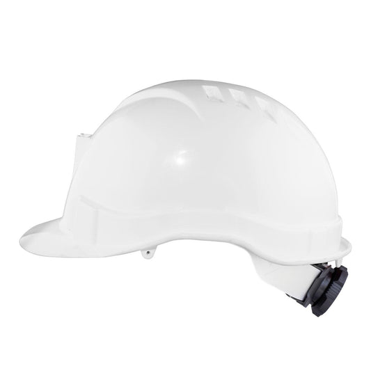 Casco I HDPE Blanco Arnés 6 Puntas Ratchet Porta Lámpara