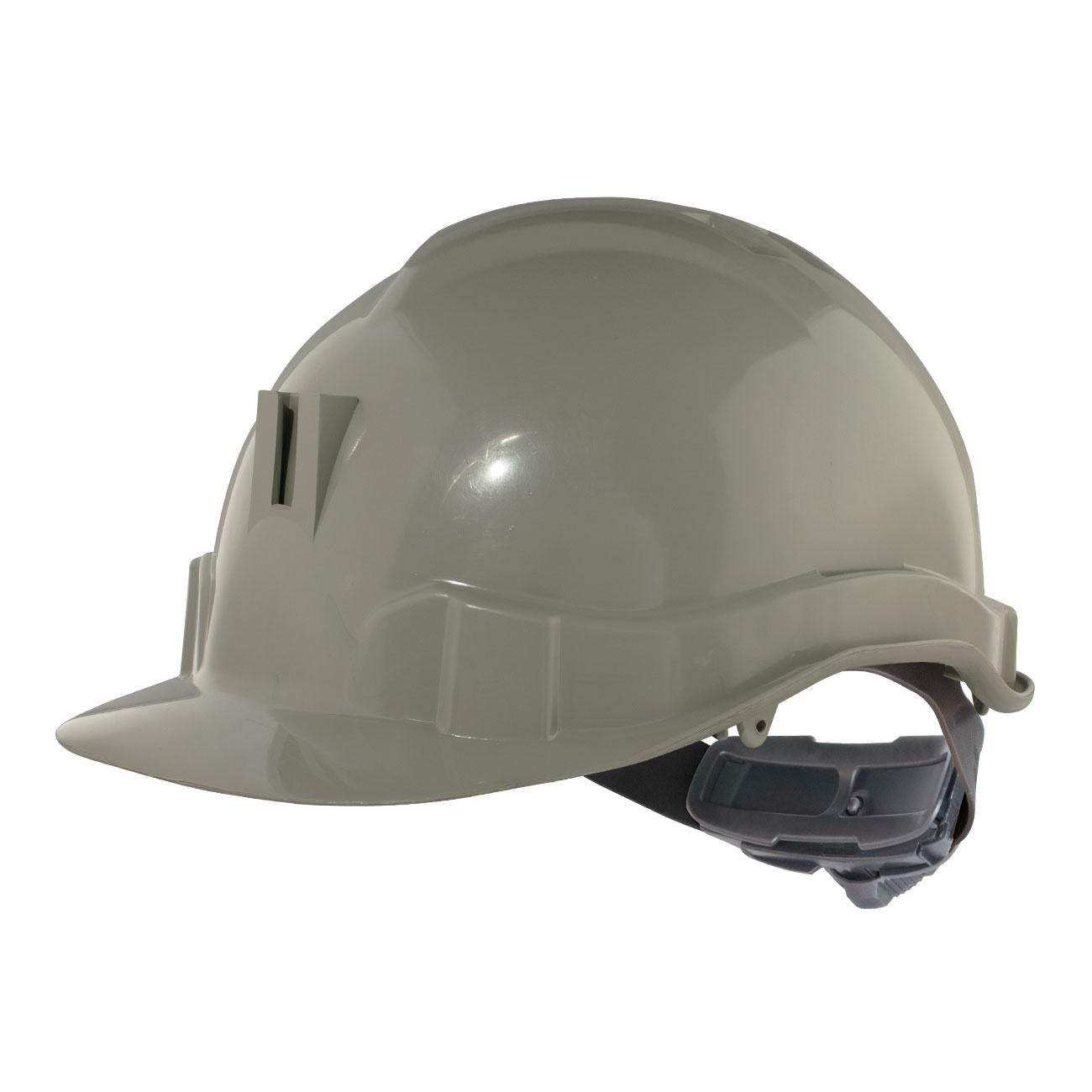 Casco I HDPE Gris Arnés 6 Puntas Ratchet Porta Lámpara