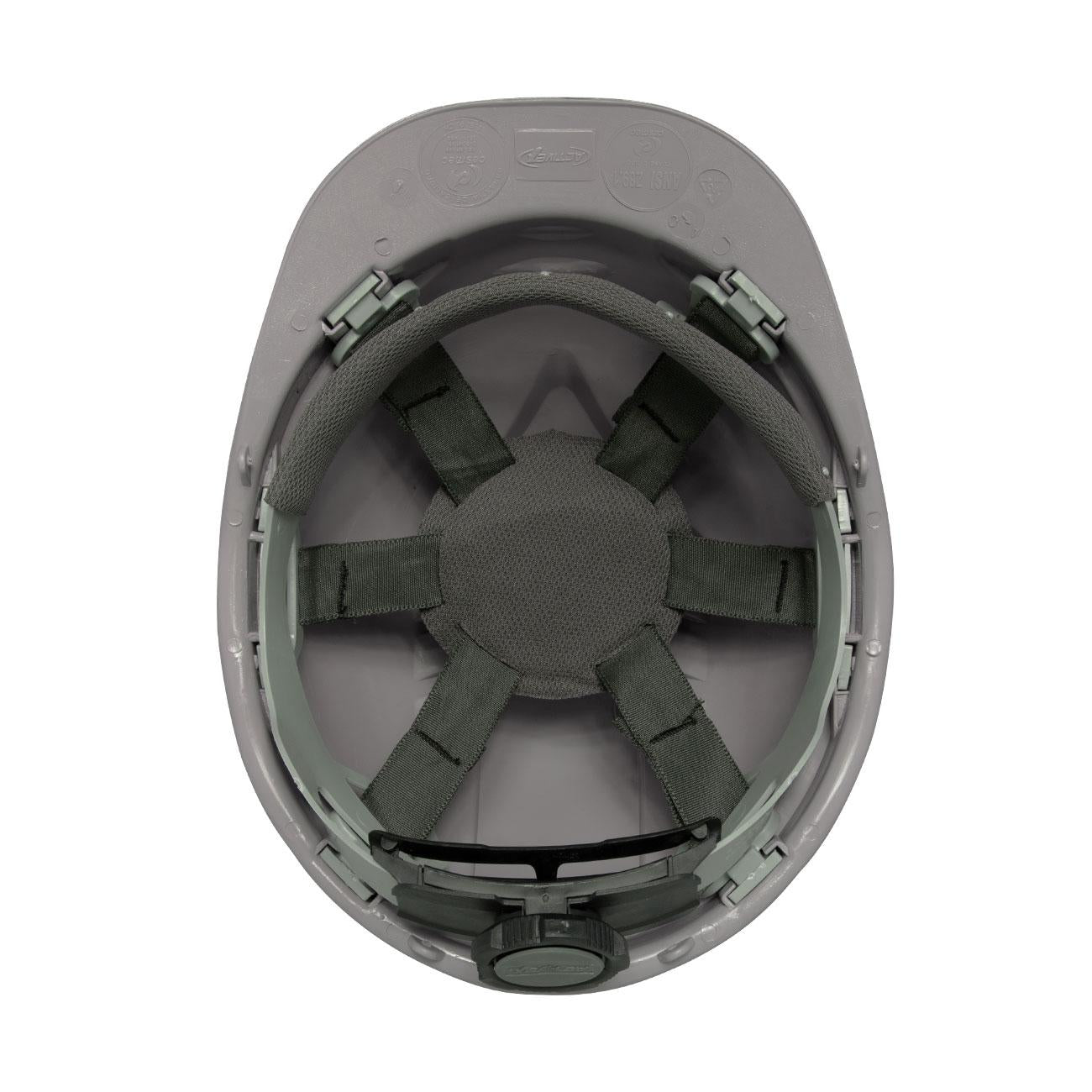 Casco I HDPE Gris Arnés 6 Puntas Ratchet Porta Lámpara