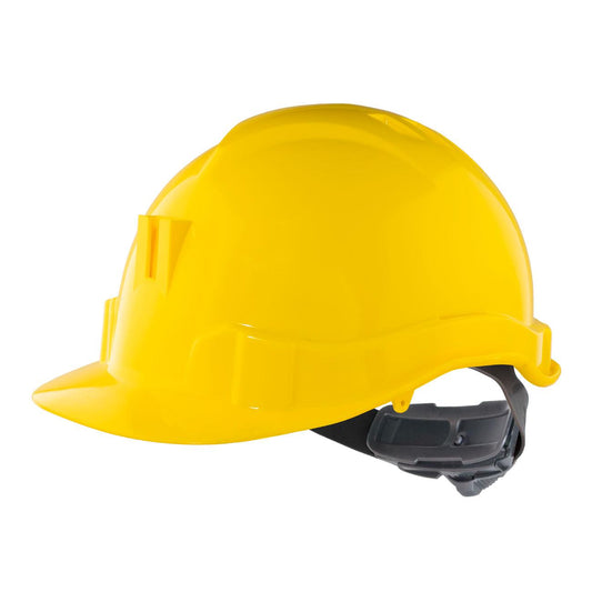 Casco I HDPE Amarillo Arnés 6 Puntas Ratchet Porta Lámpara