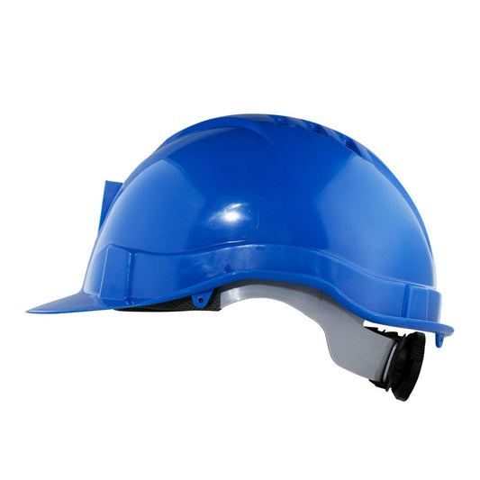 Casco I HDPE Azul Arnés 6 Puntas Ratchet Porta Lámpara