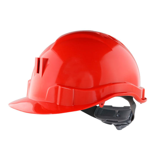 Casco I HDPE Rojo Arnés 6 Puntas Ratchet Porta Lámpara