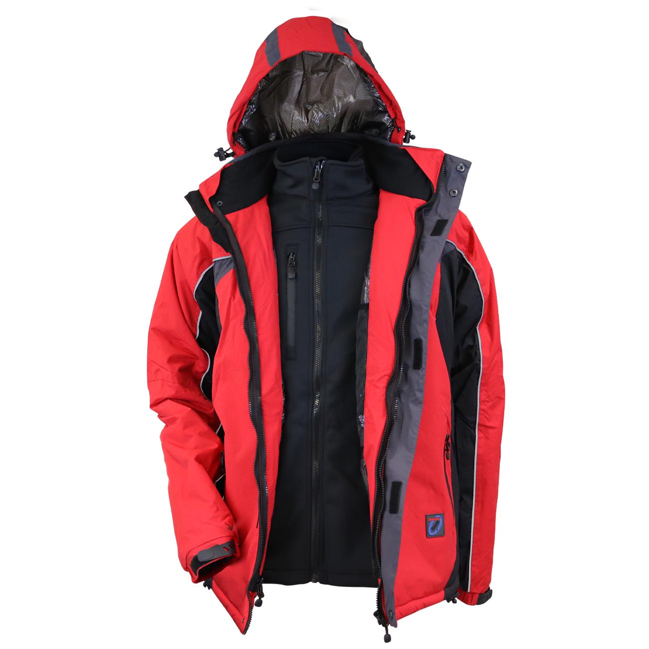 Parka Hombre 3 en 1 Rojo/Negro Z-0400