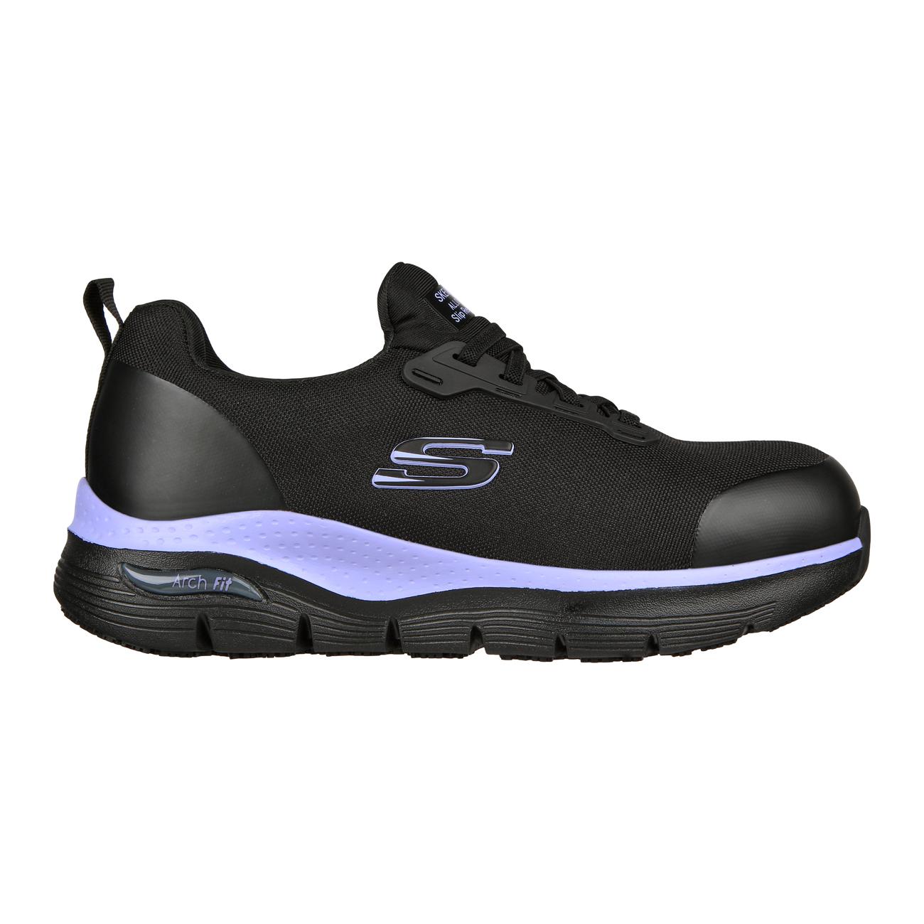 Zapatilla de Seguridad Skechers Evzan Negra Morado Mujer